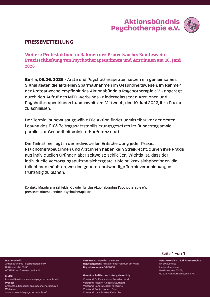 Bundesweite Praxisschließung